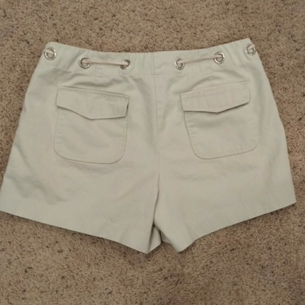 J. Crew khaki shorts w/ grommets/draw string sze 8 - Picture 2 of 4